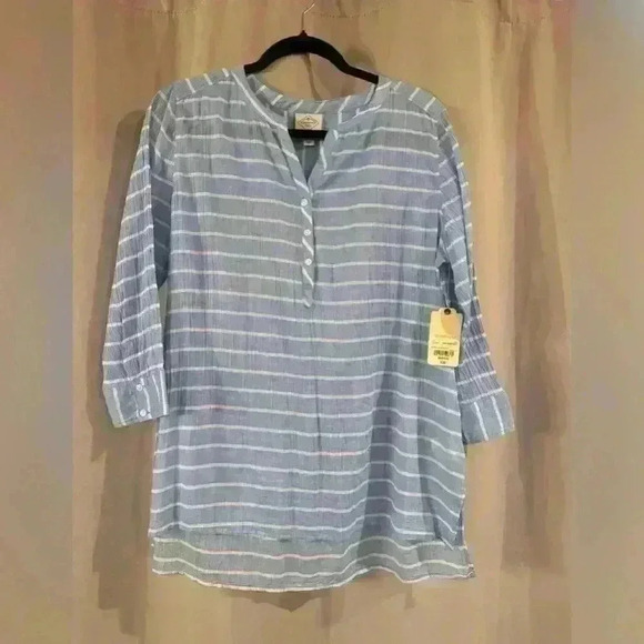 Women’s Blue Striped St.John Bay Top - Picture 1 of 7